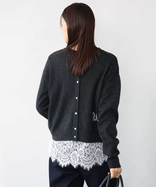 MK MICHEL KLEIN（エムケーミッシェルクラン）の「[前後2way/洗える]ロゴ入りウール混ニット（ニット/セーター・レディース・グレー/ダークグレー/ミント・38）」の6枚目の写真