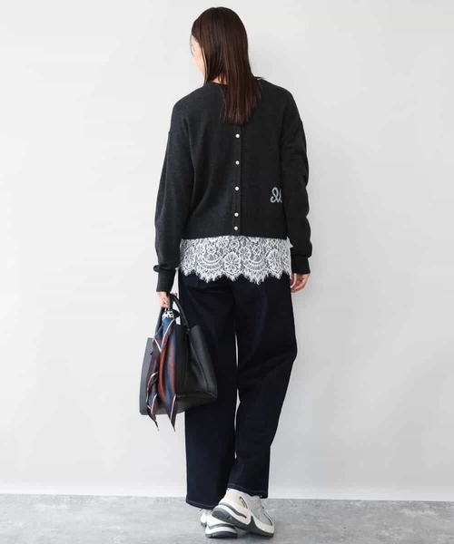 MK MICHEL KLEIN（エムケーミッシェルクラン）の「[前後2way/洗える]ロゴ入りウール混ニット（ニット/セーター・レディース・グレー/ダークグレー/ミント・38）」の8枚目の写真