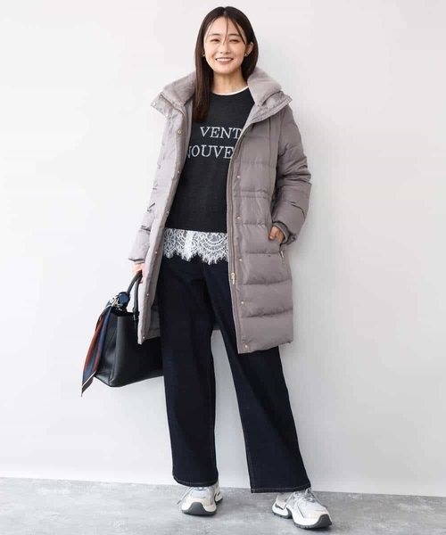 MK MICHEL KLEIN（エムケーミッシェルクラン）の「[前後2way/洗える]ロゴ入りウール混ニット（ニット/セーター・レディース・グレー/ダークグレー/ミント・38）」の11枚目の写真