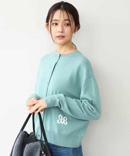 MK MICHEL KLEIN（エムケーミッシェルクラン）の「[前後2way/洗える]ロゴ入りウール混ニット（ニット/セーター・レディース・グレー/ダークグレー/ミント・38）」の12枚目の写真