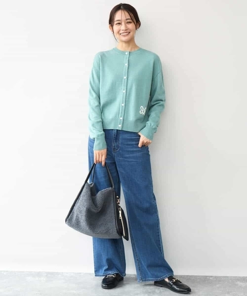 MK MICHEL KLEIN（エムケーミッシェルクラン）の「[前後2way/洗える]ロゴ入りウール混ニット（ニット/セーター・レディース・グレー/ダークグレー/ミント・38）」の13枚目の写真