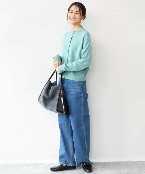 MK MICHEL KLEIN（エムケーミッシェルクラン）の「[前後2way/洗える]ロゴ入りウール混ニット（ニット/セーター・レディース・グレー/ダークグレー/ミント・38）」の14枚目の写真