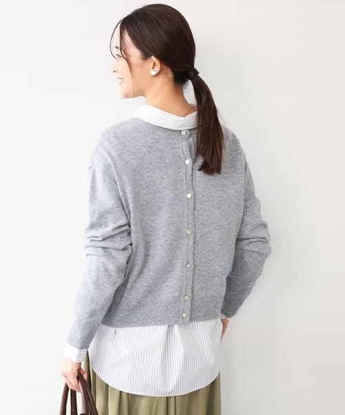 MK MICHEL KLEIN（エムケーミッシェルクラン）の「[前後2way/洗える]ロゴ入りウール混ニット（ニット/セーター・レディース・グレー/ダークグレー/ミント・38）」の17枚目の写真