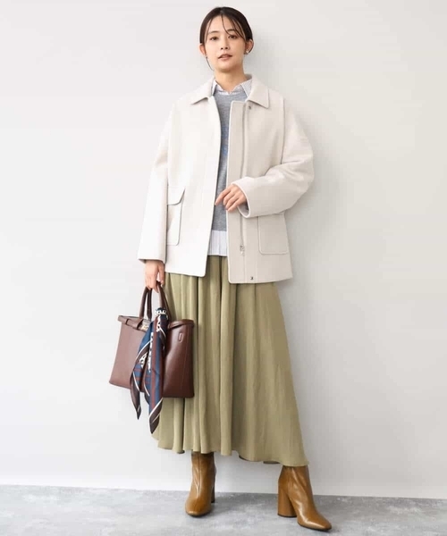 MK MICHEL KLEIN（エムケーミッシェルクラン）の「[前後2way/洗える]ロゴ入りウール混ニット（ニット/セーター・レディース・グレー/ダークグレー/ミント・38）」の21枚目の写真