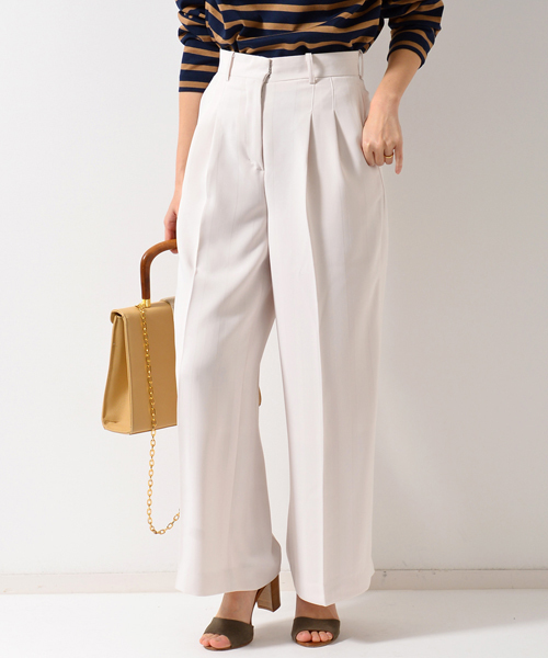 AMERICAN RAG CIE(アメリカンラグシー)の「AMERICAN RAG CIEジャガード ストライプ ワイドパンツ(その他パンツ・レディース・ブラック/ベージュ・FREE)」の1枚目の写真