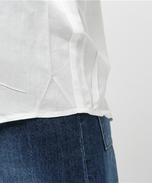 VENCEEXCHANGE（ヴァンスエクスチェンジ）の「レーヨン麻比翼シャツ            （シャツ/ブラウス・レディース・ネイビー/オフホワイト/ダークグリーン・MEDIUM）」の10枚目の写真