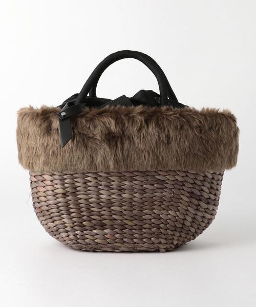 Boisson Chocolat（ボワソンショコラ）の「Laugoa Liever　ﾌｪｲｸﾌｧｰﾊﾞｽｹｯﾄ（かごバッグ・レディース・オフホワイト/モカ/ブラック・FREE）」の3枚目の写真