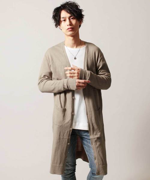 THE CASUAL（カジュアル）の「コットン ニット Vネック ロング 長袖 カーディガン（カーディガン/ボレロ・メンズ・杢グレー/ブラック/オリーブ/チャコール/ベージュ/ネイビー/ワイン/オートミール/テラコッタ/ブルー・L/M/XL/S）」の5枚目の写真