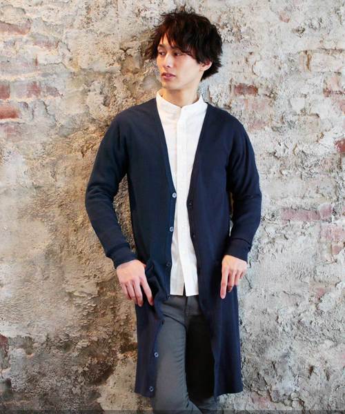 THE CASUAL（カジュアル）の「コットン ニット Vネック ロング 長袖 カーディガン（カーディガン/ボレロ・メンズ・杢グレー/ブラック/オリーブ/チャコール/ベージュ/ネイビー/ワイン/オートミール/テラコッタ/ブルー・L/M/XL/S）」の8枚目の写真