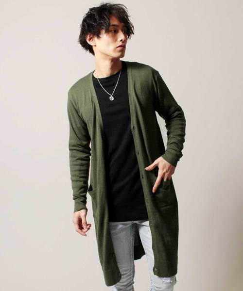 THE CASUAL（カジュアル）の「コットン ニット Vネック ロング 長袖 カーディガン（カーディガン/ボレロ・メンズ・杢グレー/ブラック/オリーブ/チャコール/ベージュ/ネイビー/ワイン/オートミール/テラコッタ/ブルー・L/M/XL/S）」の7枚目の写真