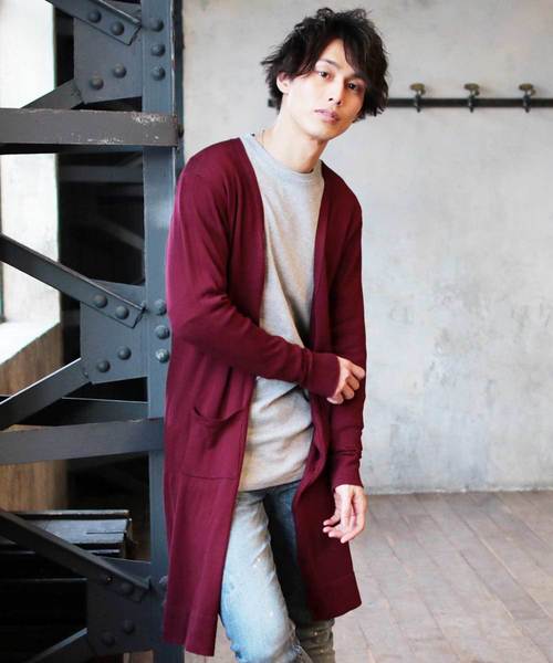 THE CASUAL（カジュアル）の「コットン ニット Vネック ロング 長袖 カーディガン（カーディガン/ボレロ・メンズ・杢グレー/ブラック/オリーブ/チャコール/ベージュ/ネイビー/ワイン/オートミール/テラコッタ/ブルー・L/M/XL/S）」の10枚目の写真