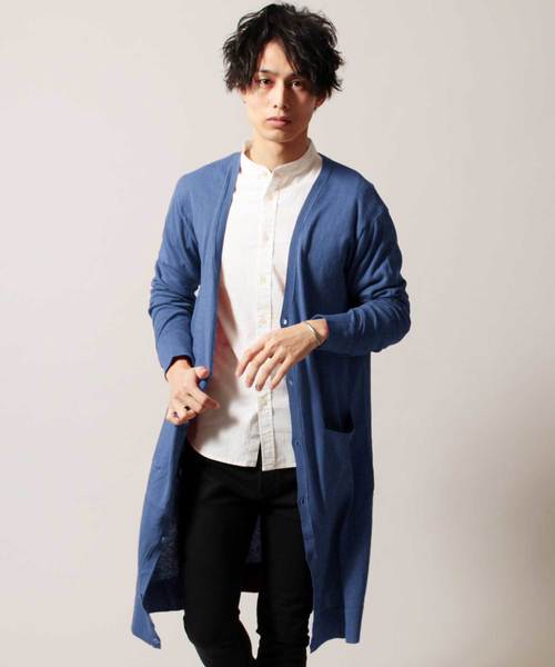 THE CASUAL（カジュアル）の「コットン ニット Vネック ロング 長袖 カーディガン（カーディガン/ボレロ・メンズ・杢グレー/ブラック/オリーブ/チャコール/ベージュ/ネイビー/ワイン/オートミール/テラコッタ/ブルー・L/M/XL/S）」の9枚目の写真