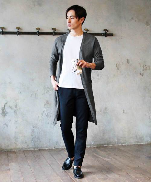 THE CASUAL（カジュアル）の「コットン ニット Vネック ロング 長袖 カーディガン（カーディガン/ボレロ・メンズ・杢グレー/ブラック/オリーブ/チャコール/ベージュ/ネイビー/ワイン/オートミール/テラコッタ/ブルー・L/M/XL/S）」の21枚目の写真