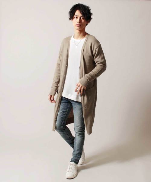 THE CASUAL（カジュアル）の「コットン ニット Vネック ロング 長袖 カーディガン（カーディガン/ボレロ・メンズ・杢グレー/ブラック/オリーブ/チャコール/ベージュ/ネイビー/ワイン/オートミール/テラコッタ/ブルー・L/M/XL/S）」の20枚目の写真