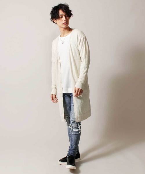 THE CASUAL（カジュアル）の「コットン ニット Vネック ロング 長袖 カーディガン（カーディガン/ボレロ・メンズ・杢グレー/ブラック/オリーブ/チャコール/ベージュ/ネイビー/ワイン/オートミール/テラコッタ/ブルー・L/M/XL/S）」の18枚目の写真