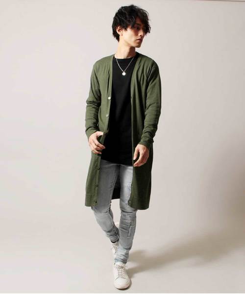 THE CASUAL（カジュアル）の「コットン ニット Vネック ロング 長袖 カーディガン（カーディガン/ボレロ・メンズ・杢グレー/ブラック/オリーブ/チャコール/ベージュ/ネイビー/ワイン/オートミール/テラコッタ/ブルー・L/M/XL/S）」の17枚目の写真