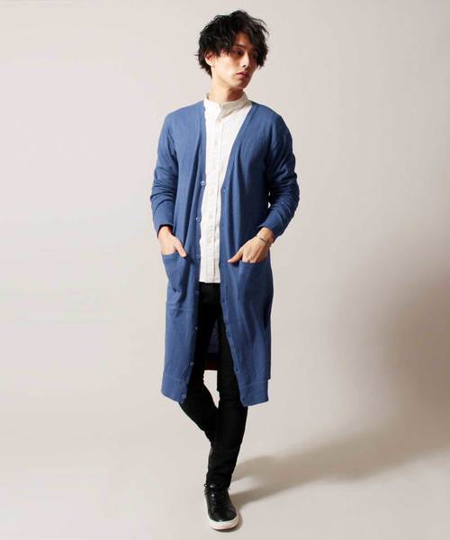 THE CASUAL（カジュアル）の「コットン ニット Vネック ロング 長袖 カーディガン（カーディガン/ボレロ・メンズ・杢グレー/ブラック/オリーブ/チャコール/ベージュ/ネイビー/ワイン/オートミール/テラコッタ/ブルー・L/M/XL/S）」の15枚目の写真