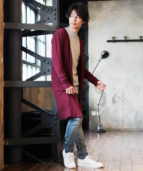 THE CASUAL（カジュアル）の「コットン ニット Vネック ロング 長袖 カーディガン（カーディガン/ボレロ・メンズ・杢グレー/ブラック/オリーブ/チャコール/ベージュ/ネイビー/ワイン/オートミール/テラコッタ/ブルー・L/M/XL/S）」の14枚目の写真