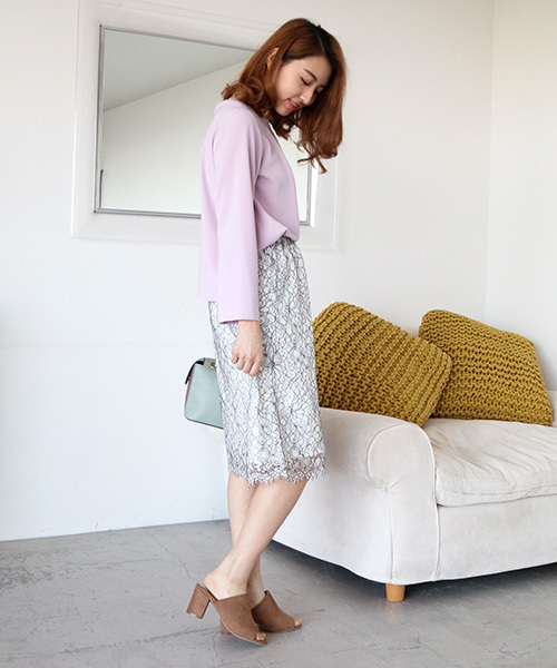 N.(N. Natural Beauty Basic)(エヌエヌナチュラルビューティーベーシック)の「【一部追加生産】スカラップレースセットアップスカート【セットアップ対応商品】(スカート・レディース・ホワイト/ホワイト系その他/ピンク/ブルー/パープル/ネイビー・MEDIUM)」の7枚目の写真