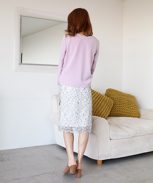 N.(N. Natural Beauty Basic)(エヌエヌナチュラルビューティーベーシック)の「【一部追加生産】スカラップレースセットアップスカート【セットアップ対応商品】(スカート・レディース・ホワイト/ホワイト系その他/ピンク/ブルー/パープル/ネイビー・MEDIUM)」の8枚目の写真