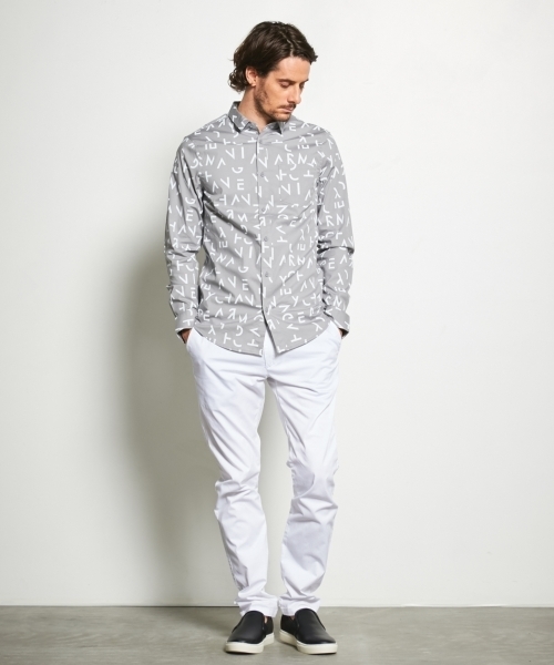 ARMANI EXCHANGE(アルマーニエクスチェンジ)の「【AXアルマーニ エクスチェンジ】ロゴプリント シャツ(シャツ/ブラウス・メンズ・グレー・SMALL/MEDIUM/LARGE/X-SMALL/X-LARGE)」の4枚目の写真