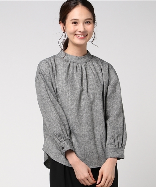 rps（アールピーエス）の「プチハイネックブラウス（シャツ/ブラウス・レディース・チャコールグレー/オフホワイト/ホワイト系その他2/ブラック・M）」の11枚目の写真