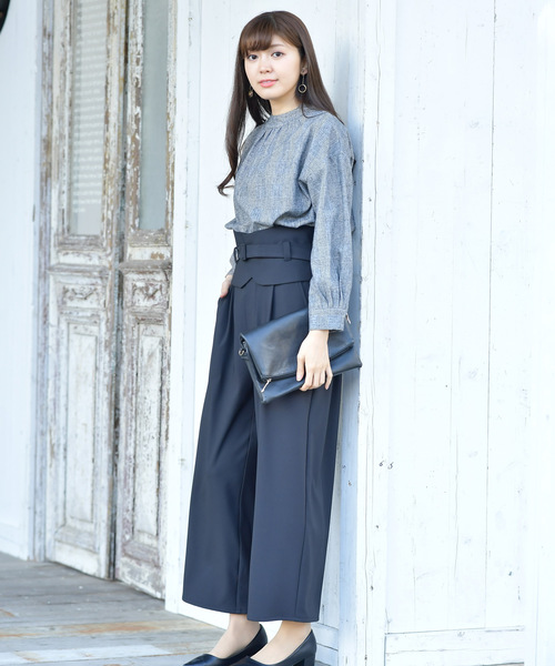 rps（アールピーエス）の「プチハイネックブラウス（シャツ/ブラウス・レディース・チャコールグレー/オフホワイト/ホワイト系その他2/ブラック・M）」の15枚目の写真