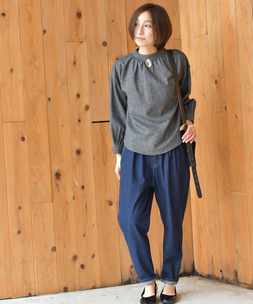 rps（アールピーエス）の「プチハイネックブラウス（シャツ/ブラウス・レディース・チャコールグレー/オフホワイト/ホワイト系その他2/ブラック・M）」の17枚目の写真