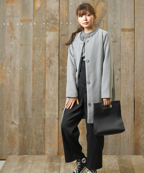 rps（アールピーエス）の「プチハイネックブラウス（シャツ/ブラウス・レディース・チャコールグレー/オフホワイト/ホワイト系その他2/ブラック・M）」の18枚目の写真