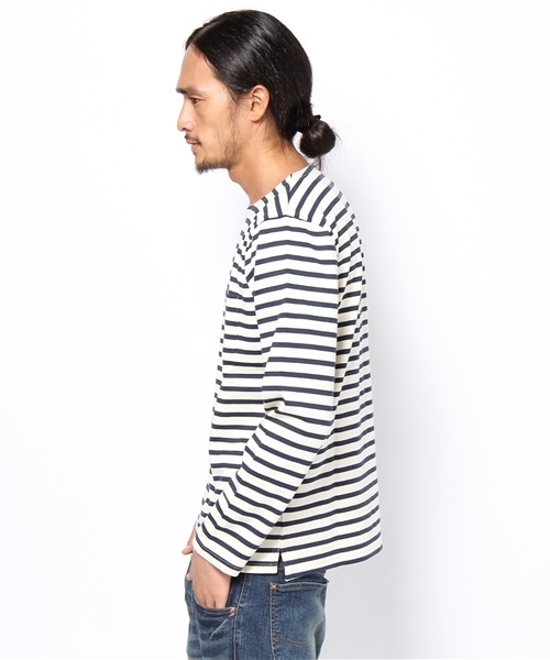 WEGO（ウィゴー）の「USコットンボーダーLSカットソー（Tシャツ/カットソー・メンズ・オフホワイト/ネイビー・MEDIUM/LARGE）」の3枚目の写真