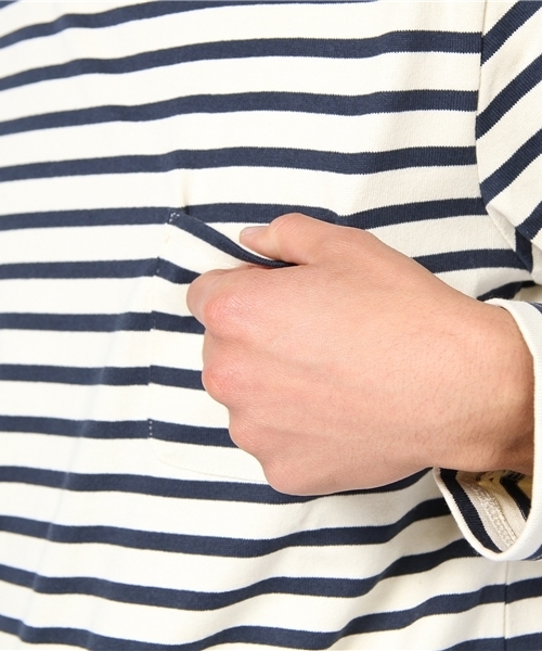 WEGO（ウィゴー）の「USコットンボーダーLSカットソー（Tシャツ/カットソー・メンズ・オフホワイト/ネイビー・MEDIUM/LARGE）」の6枚目の写真