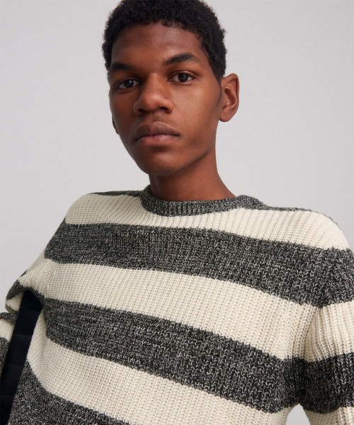 Saturdays NYC(サタデーズ ニューヨークシティ )の「Lee Stripe Sweater(ニット/セーター・メンズ・ホワイト/レンガ・XS/S/M/L/XL)」の6枚目の写真