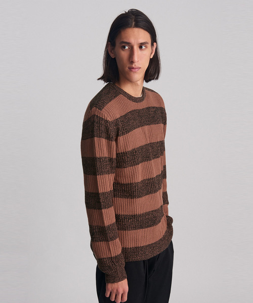 Saturdays NYC(サタデーズ ニューヨークシティ )の「Lee Stripe Sweater(ニット/セーター・メンズ・ホワイト/レンガ・XS/S/M/L/XL)」の8枚目の写真