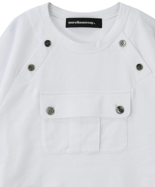 mercibeaucoup,（メルシーボークー）の「S Ｂ：マリンソー（Ｓ）（Tシャツ/カットソー・レディース・ホワイト/ブラック/グリーン・FREE）」の5枚目の写真