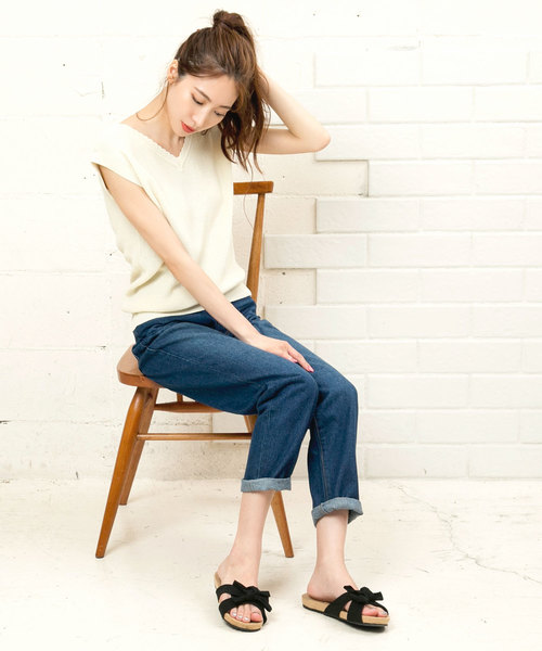 KOBE LETTUCE（コウベレタス）の「BIGリボンフラットソールサンダル（サンダル・レディース・その他1/ホワイト系その他2/ブラック/ホワイト系その他3/イエロー/レッド/グレー/ベージュ系その他/その他2/チェック/ブルー系その他2/ブラック系その他・LL/L/M/S）」の17枚目の写真