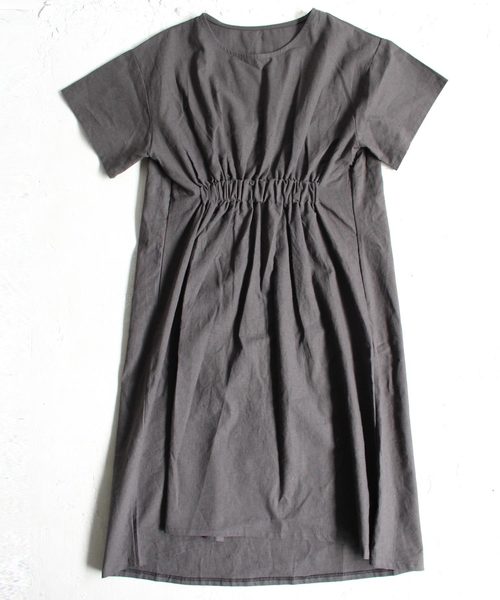 antiqua（アンティカ）の「ギャザーワンピ（ワンピース・レディース・ダークグレー/ベージュ系その他・FREE）」の7枚目の写真