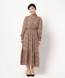 YECCA VECCA | ・花柄シャーリングワンピース(ワンピース)