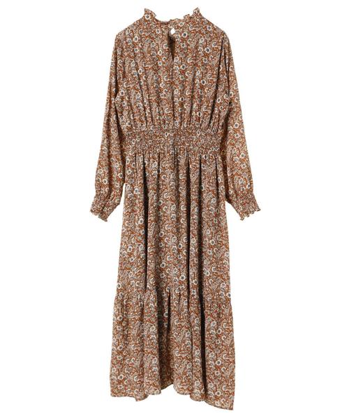 YECCA VECCA（イェッカヴェッカ）の「・花柄シャーリングワンピース（ワンピース・レディース・ブラウン/グリーン・FREE）」の6枚目の写真