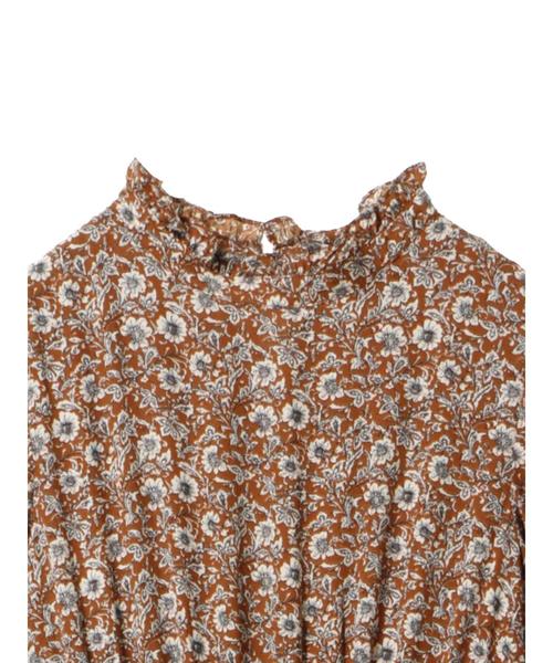 YECCA VECCA（イェッカヴェッカ）の「・花柄シャーリングワンピース（ワンピース・レディース・ブラウン/グリーン・FREE）」の5枚目の写真