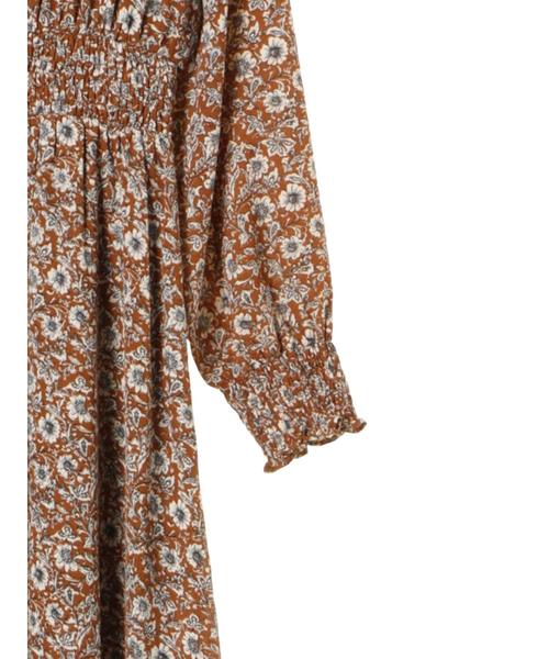 YECCA VECCA（イェッカヴェッカ）の「・花柄シャーリングワンピース（ワンピース・レディース・ブラウン/グリーン・FREE）」の3枚目の写真