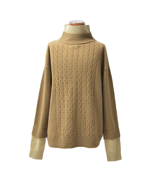 MinoriTY（マイノリティ）の「Wタートルケーブルニット（ニット/セーター・メンズ・モカ/テラコッタ/ブラック/ネイビー・L/M）」の17枚目の写真