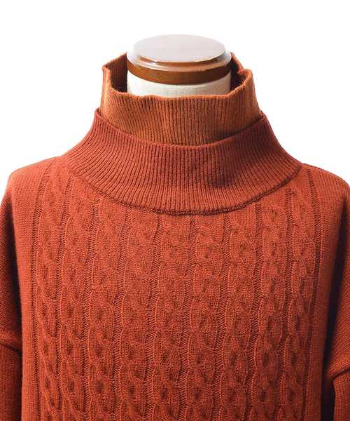 MinoriTY（マイノリティ）の「Wタートルケーブルニット（ニット/セーター・メンズ・モカ/テラコッタ/ブラック/ネイビー・L/M）」の10枚目の写真