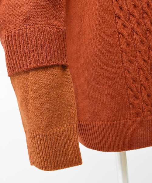 MinoriTY（マイノリティ）の「Wタートルケーブルニット（ニット/セーター・メンズ・モカ/テラコッタ/ブラック/ネイビー・L/M）」の16枚目の写真