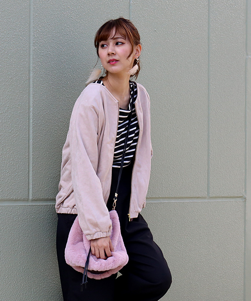 MARBLE WALTS(マーブルワルツ)の「フェイクスエード裏毛 ZIPカーディガン(カーディガン/ボレロ・レディース・ベージュ/ブラウン/グレー・M/L)」の1枚目の写真