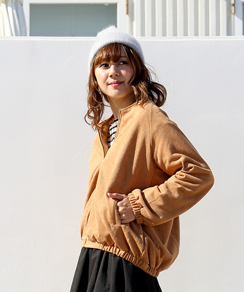 MARBLE WALTS(マーブルワルツ)の「フェイクスエード裏毛 ZIPカーディガン(カーディガン/ボレロ・レディース・ベージュ/ブラウン/グレー・M/L)」の3枚目の写真