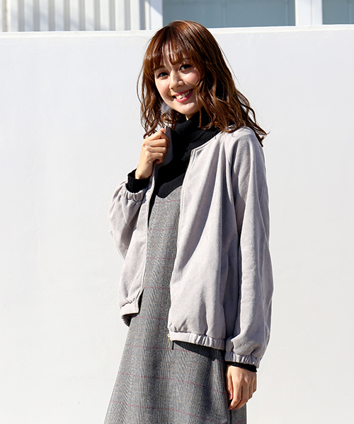 MARBLE WALTS(マーブルワルツ)の「フェイクスエード裏毛 ZIPカーディガン(カーディガン/ボレロ・レディース・ベージュ/ブラウン/グレー・M/L)」の2枚目の写真