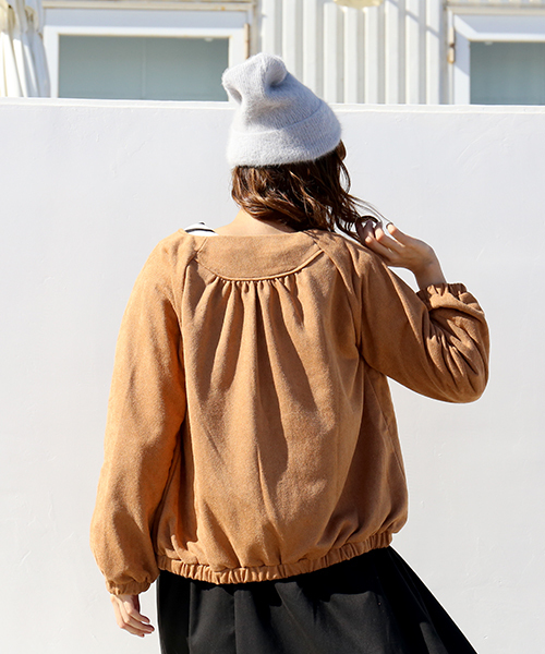 MARBLE WALTS(マーブルワルツ)の「フェイクスエード裏毛 ZIPカーディガン(カーディガン/ボレロ・レディース・ベージュ/ブラウン/グレー・M/L)」の6枚目の写真