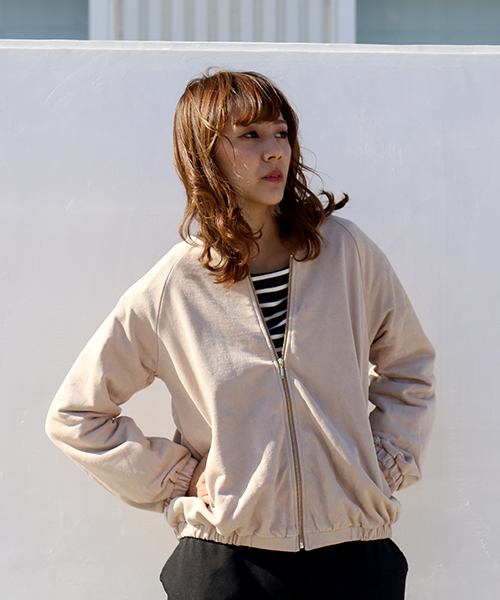 MARBLE WALTS(マーブルワルツ)の「フェイクスエード裏毛 ZIPカーディガン(カーディガン/ボレロ・レディース・ベージュ/ブラウン/グレー・M/L)」の13枚目の写真