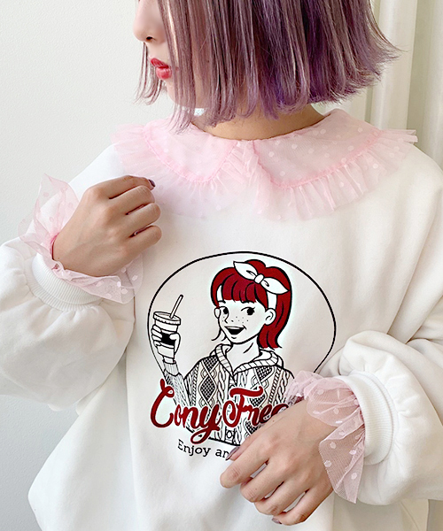 apres jour（アプレジュール）の「フリル襟チュールブラウス【ZOZOTOWN限定アイテム】（シャツ/ブラウス・レディース・クリーム/ライトピンク・フリー）」の7枚目の写真