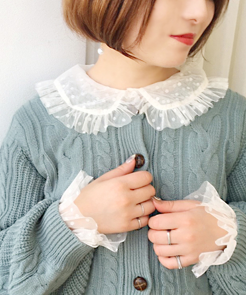 apres jour（アプレジュール）の「フリル襟チュールブラウス【ZOZOTOWN限定アイテム】（シャツ/ブラウス・レディース・クリーム/ライトピンク・フリー）」の5枚目の写真